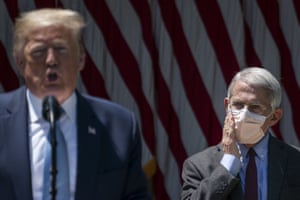 Fauci with Donald Trump at the White House in mid-May.