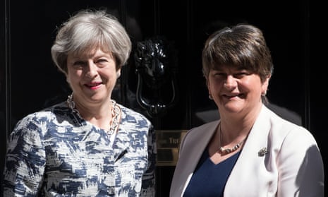 Theresa May (left) with Arlene Foster, the leader of the DUP, in London in June.