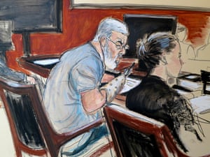 Abu Hamza on trial at the Manhattan Federal Court on 7 May 2014 by Elizabeth WIlliams.