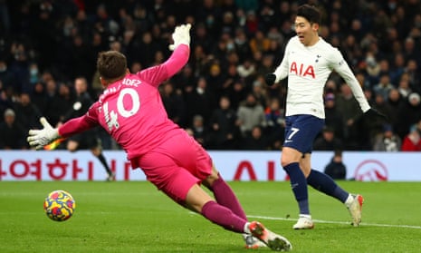Son Heung-min taps in his side’s second goal midway through the second half.