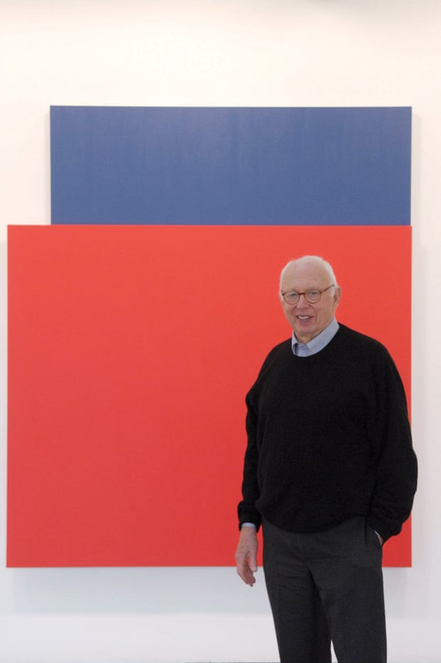 Ellsworth Kelly with Red Relief over Dark Blue.
