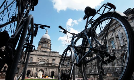 Bicycles parked outside Edinburgh University