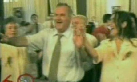 TV footage of Ratko Mladic at a party during his years on the run.