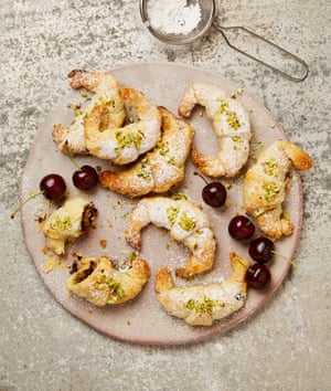 Meera Sodha’s pistachio and cherry ‘cheat’s’ croissants.