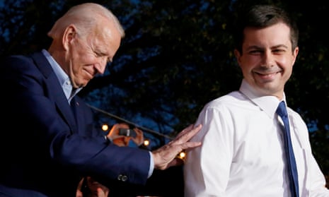 Joe Biden thanks Pete Buttigieg for his endorsement, in Dallas in March.