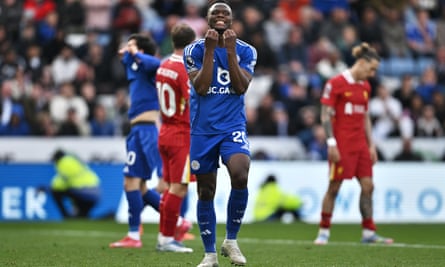 Patson Daka shows his anguish