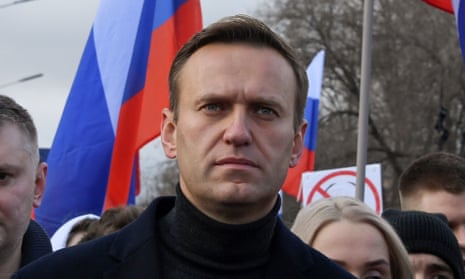 Alexei Navalny on a march in memory of murdered Kremlin critic Boris Nemtsov, in Moscow, February 2020.