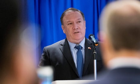 US Secretary of State Mike Pompeo speaks at a business community reception in Hanoi, Vietnam, on Sunday. 