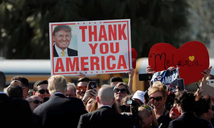 Supporters greet Donald Trump as he arrives at West Palm Beach airport on 22 December.