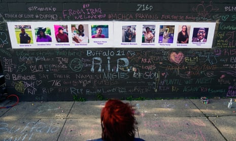 A memorial to the victims of the Buffalo supermarket shooting, in which 10 Black people were killed in May last year.