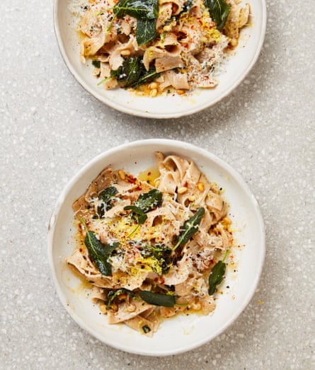 Yotam Ottolenghi’s pizzoccheri with lemon burnt butter and crispy sage.