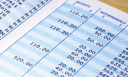 Savings account passbook from a bank.