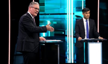 Keir Starmer and Rishi Sunak during the ITV debate.