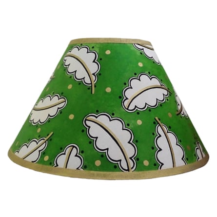 Cressida Bell Hand painted Oak Leaf Lampshade Green Gold