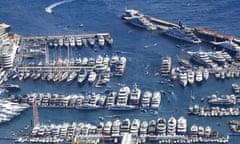 Super-yachts moored at Hercules Port in Monaco.