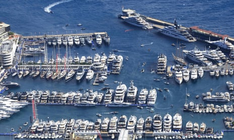 Superyachts moored at Hercules Port in Monaco.