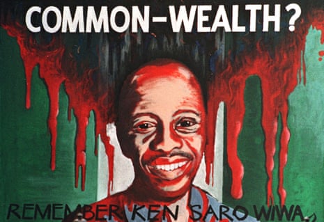 An Amnesty International portrait of author and activist Ken Saro-Wiwa, who was executed in Nigeria in 1995
