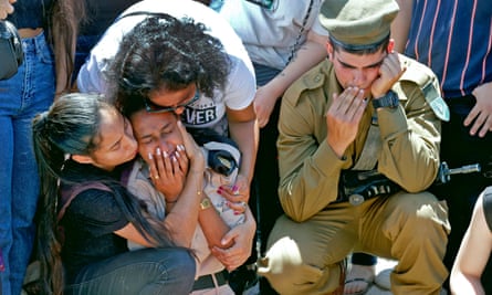The funeral of an Israeli soldier Omer Tabib, 21, in Elyakim in northern Israel, on May 13.