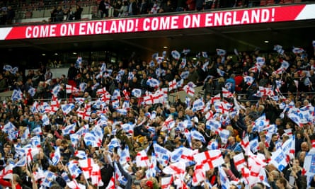 England fans at Wembley in March 2019. The FA hopes the stadium can be half-full for the semi-finals and final of Euro 2020.
