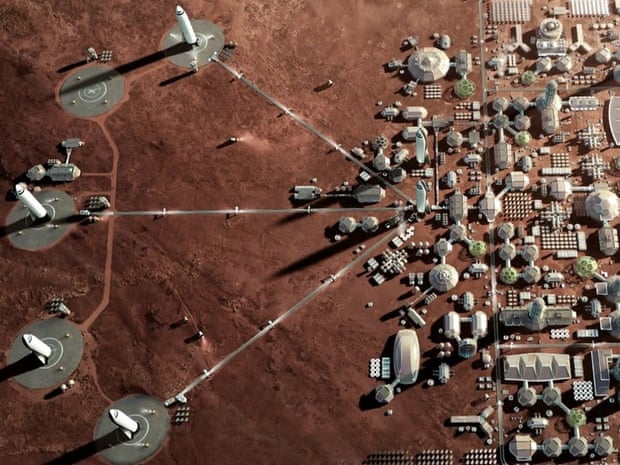 A proposal for a Mars colony by Elon Musk’s company, SpaceX.