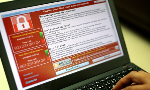 A laptop infected by ‘WannaCry’ ransomware.
