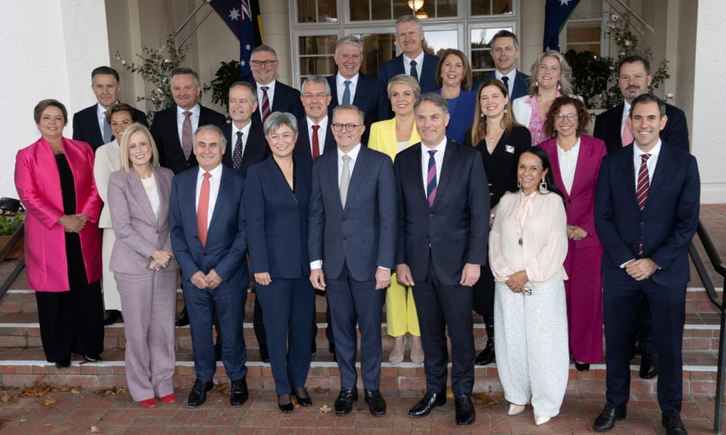 Prime minister Anthony Albanese (centre front) with his cabinet ministers.