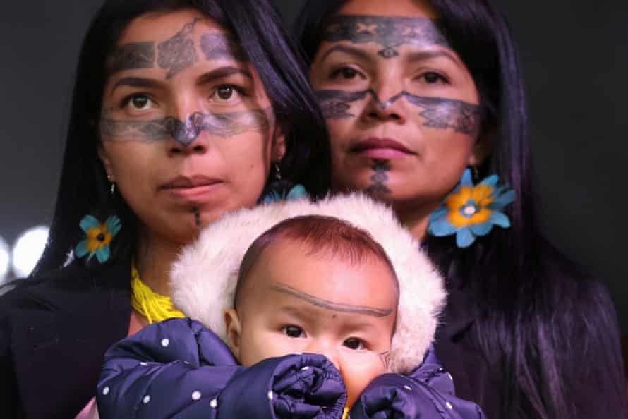 Indigenous people attend the Fridays for Future march last week in Glasgow.