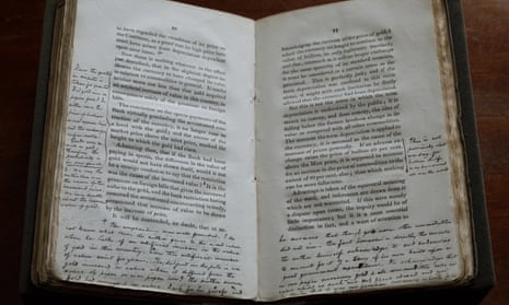 A copy of David Ricardo’s On Protection to Agriculture, annotated by John Stuart Mill.