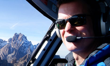 Pilot Roger Gower in helicopter
