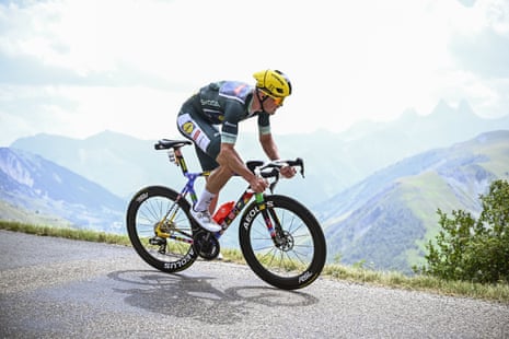 Lidl-Trek's Mads Pedersen on a climb.