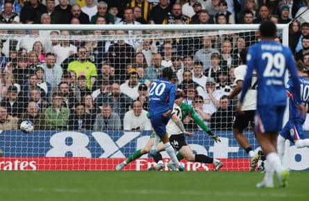 Chelsea’s Joao Pedro scores their second goal against Port Vale.