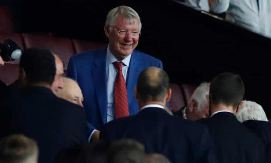 Sir Alex Ferguson in the Old Trafford stands for September’s Carabao Cup tie against West Ham