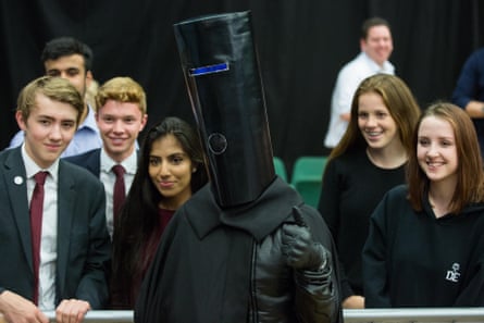 Lord Buckethead poses with some politics students
