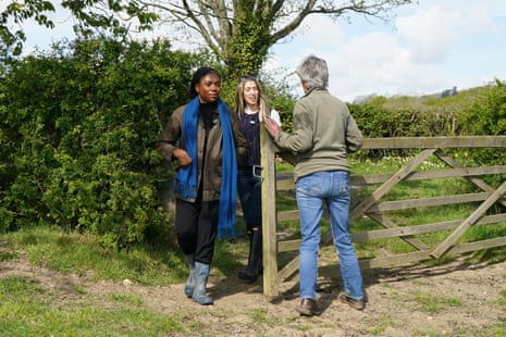 Kemi Badenoch and Laura Trott, the shadow education secretary, visting a farm in Sevenoaks today.