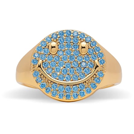 Baby Blue Cubic Zirconia Smiley Face Ring