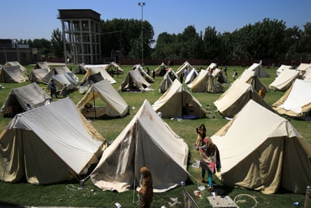 A camp for people displaced by the floods in Charsadda, Khyber Pakhtunkhwa province.