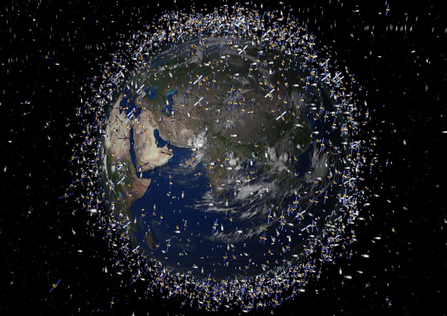 A European Space Agency artist’s impression of space debris in low Earth orbit (size of debris is exaggerated compared with the Earth).