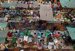 Kolkata, India. Vendors sell fish at a market