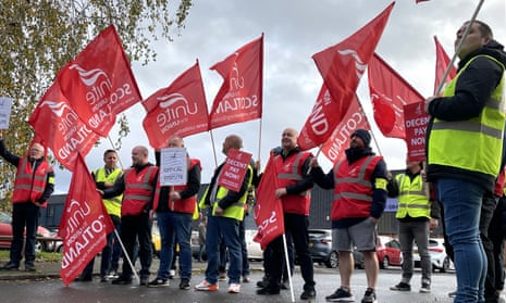 Coffin makers at the Co-op’s Funeralcare coffin factory in Glasgow strike in October.