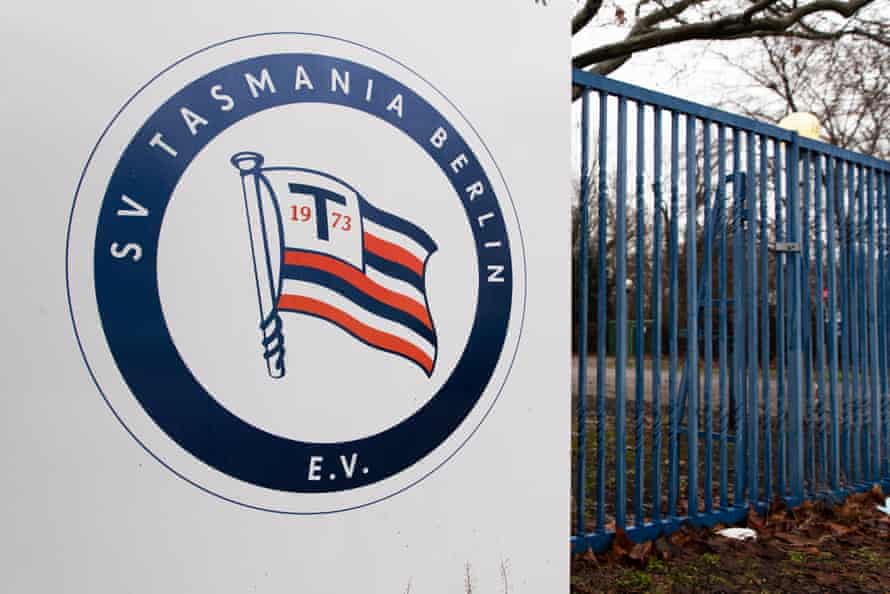 Tasmania’s logo at the entrance of the Werner-Seelenbinder-Sportpark in Berlin.