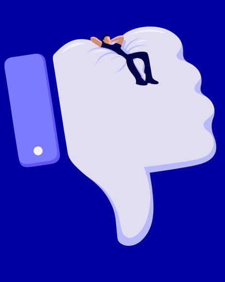 illustration of man relaxing in thumb-down symbol