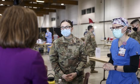 A vaccination clinic in Salem, Oregon in January. Governor Brown said the first group of 500 guard members will be deployed next Friday.