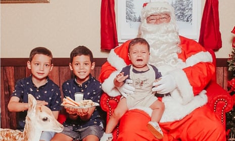 The Smith boys get into the Christmas spirit with Santa at Brisbane’s Myer Santaland.