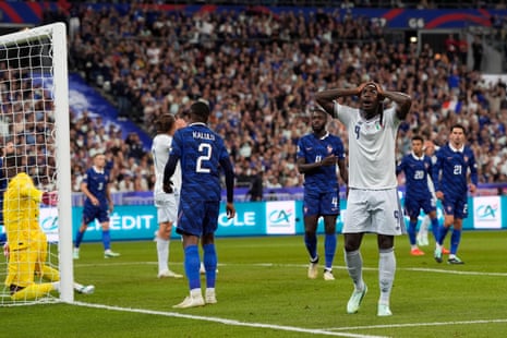 Disappointment for Italy's Moise Kean.