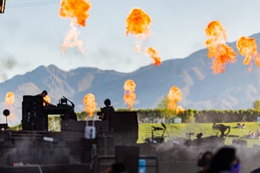 Hamdi performs at the Sahara Tent during the 2026 Coachella Valley Music and Arts Festival.