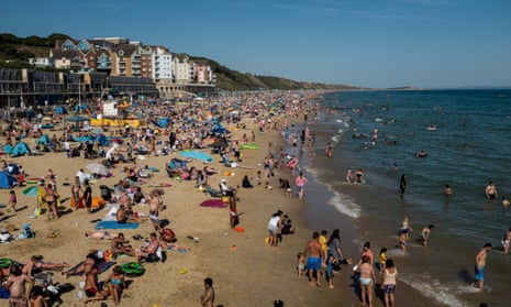 Beachgoers at Bournemouth in June 2020.