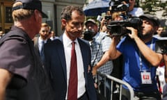 Anthony Weiner leaves federal court in Manhattan after pleading guilty on Friday morning.