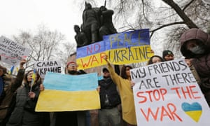 Demonstrators take part in an anti-war protest in support of Ukraine amid Ukraine-Russia conflict, in Almaty, Kazakhstan on 6 March