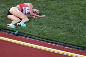 Diana Mezulianikova of the Czech Republic feels the heat after finishing with a season’s best in the 1500m.