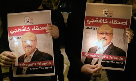 Protesters in Istanbul call for justice for Jamal Khashoggi.
